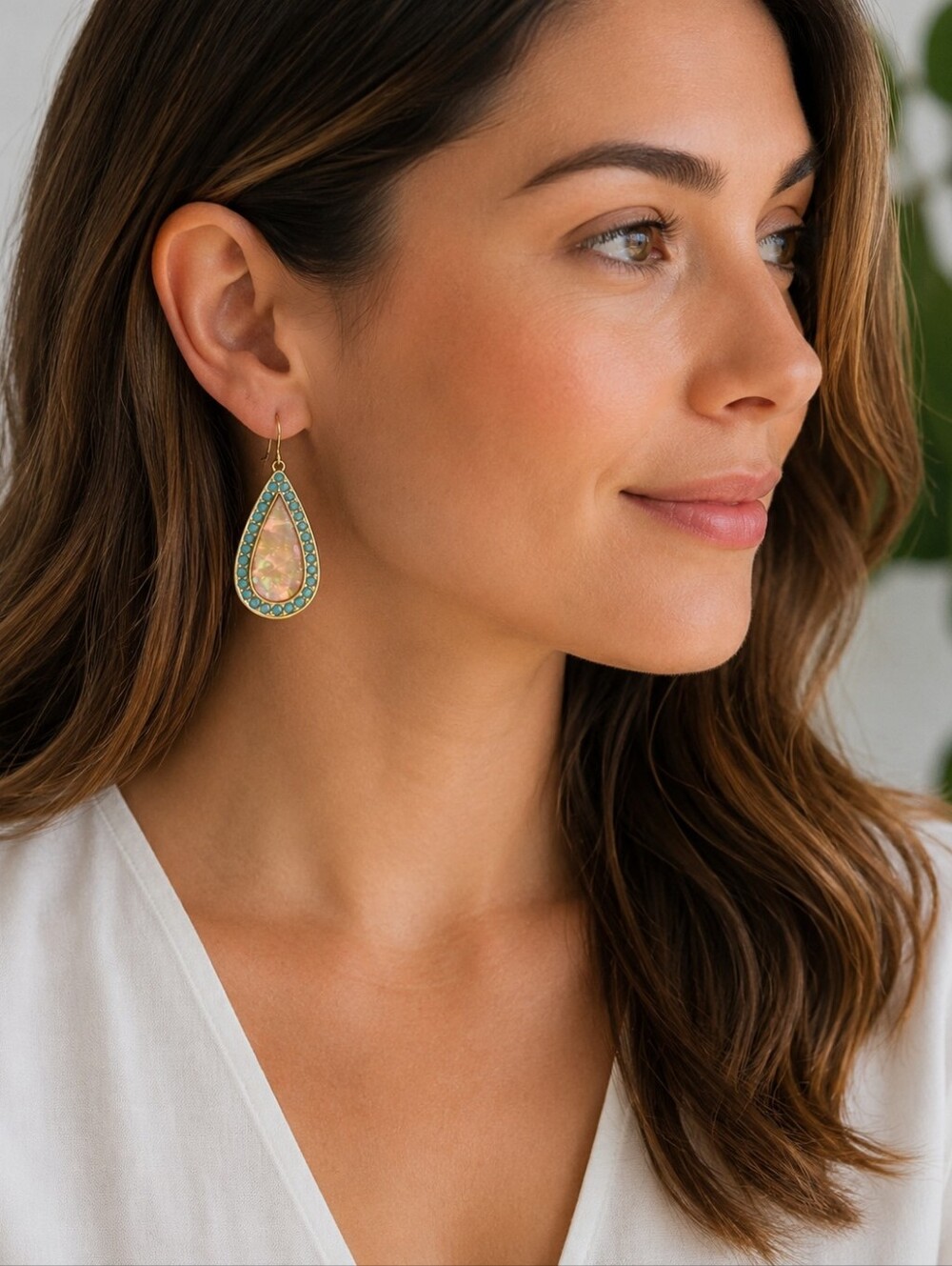 Lia Sophia Gold and Blue Teardrop Earrings